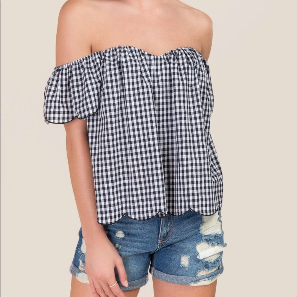 •FIRM• NWT Francesca’s gingham bustier top (L)